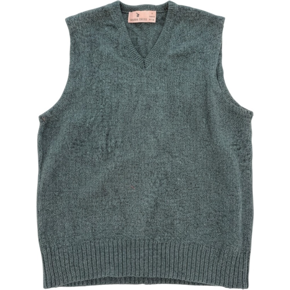 Robert Bruce Mens Large Teal Blue Knit V-Neck Sweater Vest Made in USA